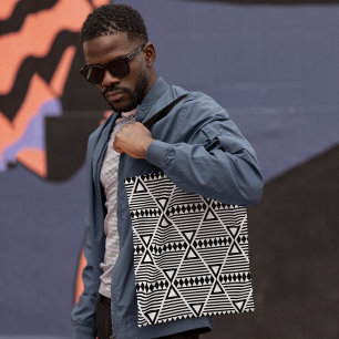 Abstract tribal triangles tote bag