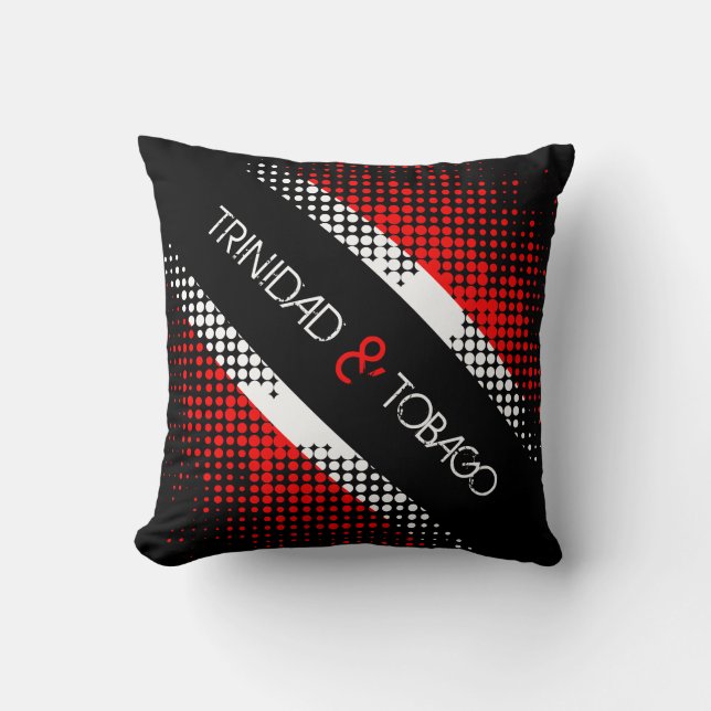 Abstract Trinidad & Tobago Dot Pattern with Text Cushion (Front)