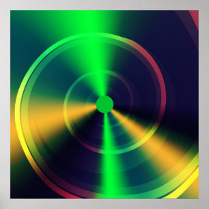 Abstract Trippy Groovy Green Swirl Fractal Art Poster