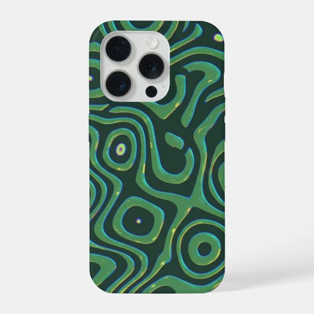 Abstract Trippy Liquid Swirl - Green Psychedelic  iPhone Case (Back)