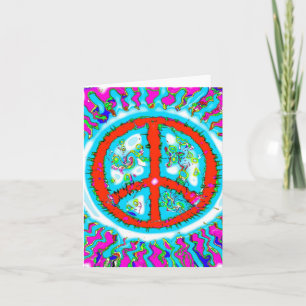 Abstract Trippy Peace Sign Card