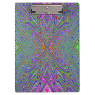 Abstract Trippy Purple, Orange and Green Butterfly Clipboard