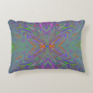 Abstract Trippy Purple, Orange and Green Butterfly Decorative Cushion