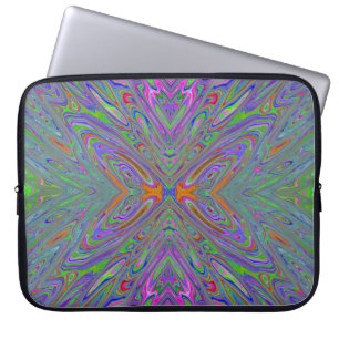Abstract Trippy Purple, Orange and Green Butterfly Laptop Sleeve