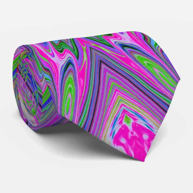 Abstract Trippy Purple, Orange and Green Butterfly Tie (Rolled)