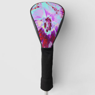 Abstract Tropical Aqua and Purple Hibiscus Flower Golf Head Cover
