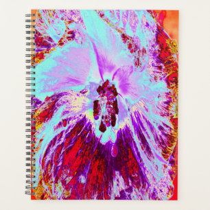 Abstract Tropical Aqua and Purple Hibiscus Flower Planner