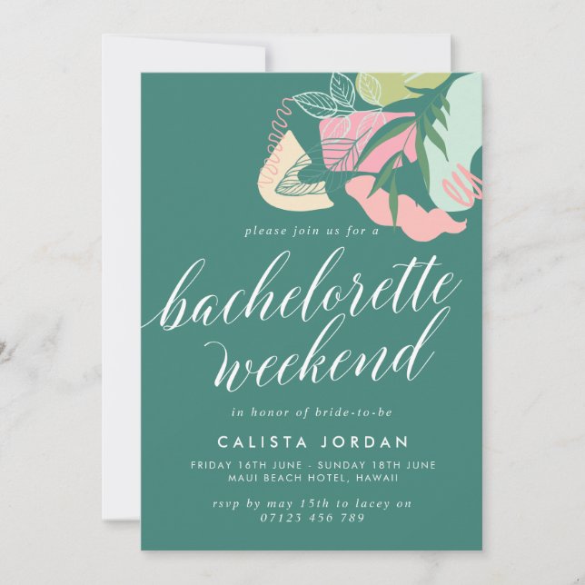 Abstract Tropical Bachelorette Weekend Invitation (Front)