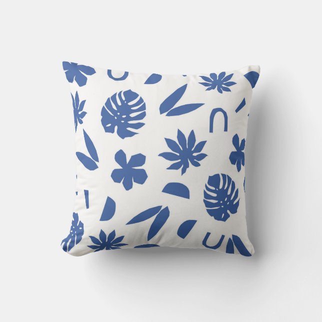 Abstract Tropical Blues Cushion (Front)