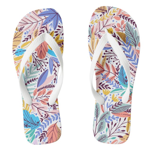 Abstract Tropical Floral Flip Flops (Footbed)