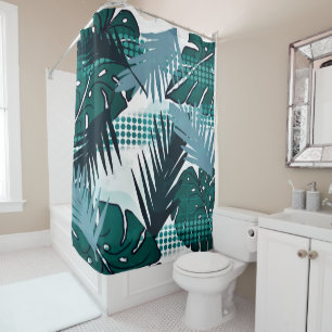 Abstract tropical flower botanical shower curtain
