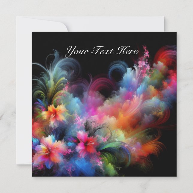 Abstract Tropical Flower Bouquet Invitation (Front)