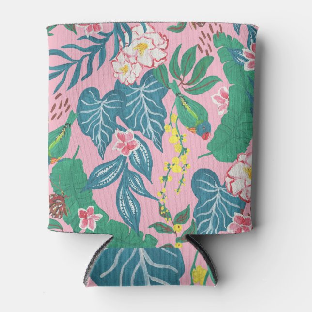 Abstract tropical flowers, guache painting pattern can cooler (Front)
