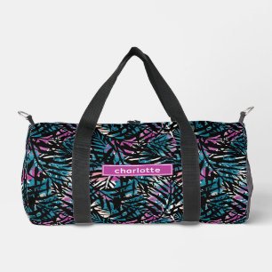 Abstract Tropical Flowers Leaves Girl Sports Gym Duffle Bag