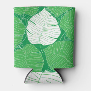 Abstract tropical leaf, artistic painting. can cooler