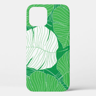 Abstract tropical leaf, artistic painting. iPhone 12 case