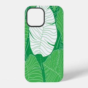 Abstract tropical leaf, artistic painting. iPhone 12 case