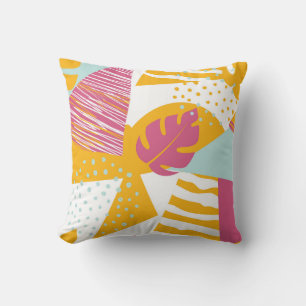 Abstract Tropical Leaf Collage Cushion