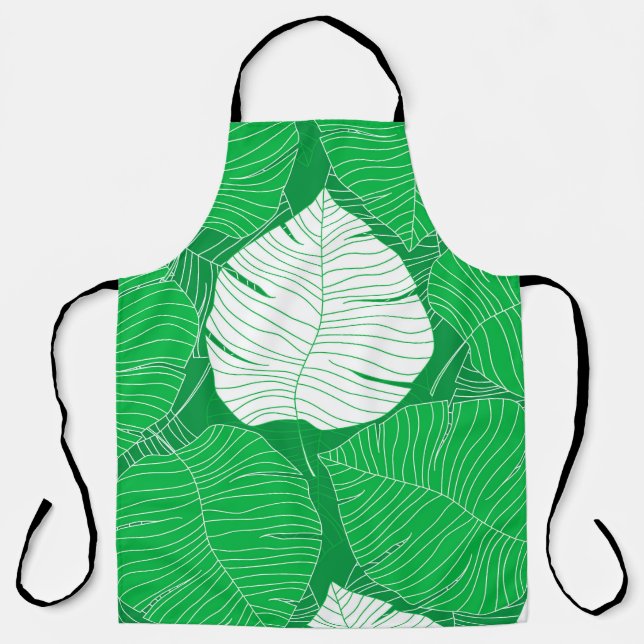 Abstract tropical leaf painting design apron (Front)
