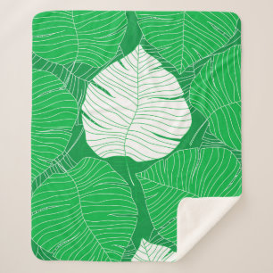 Abstract tropical leaf painting design sherpa blanket