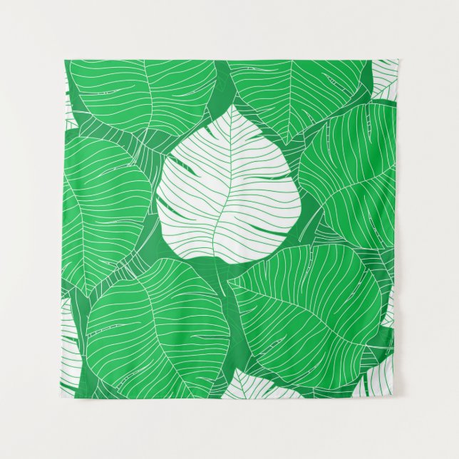 Abstract tropical leaf painting design tapestry (Front)