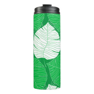 Abstract tropical leaf painting design thermal tumbler