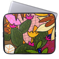 Abstract tropical leaves and flowers