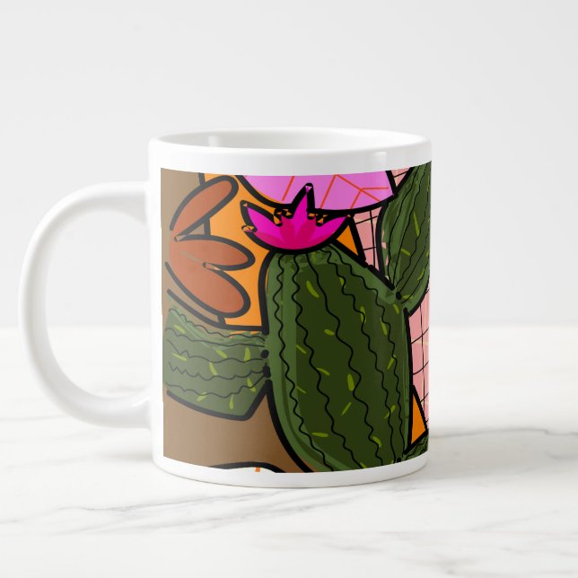 Abstract tropical leaves and flowers   large coffee mug (Left)