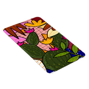 Abstract tropical leaves and flowers magnet