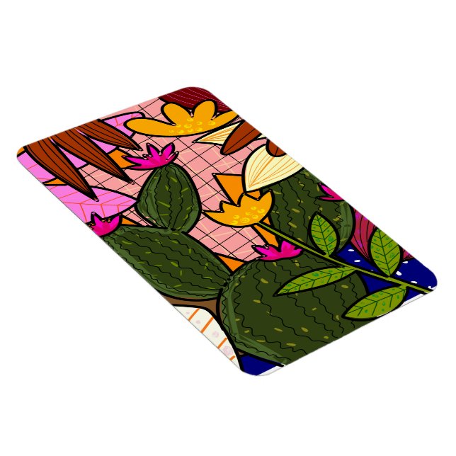 Abstract tropical leaves and flowers   magnet (Right Side)