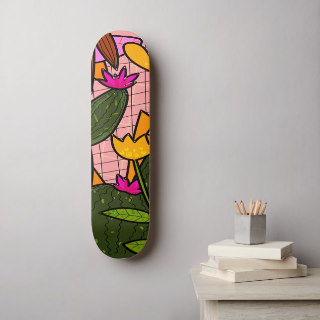 Abstract tropical leaves and flowers  skateboard (Wall Art)