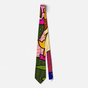 Abstract tropical leaves and flowers  tie