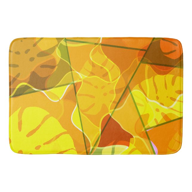 ABSTRACT TROPICAL LEAVES  BATH MAT (Front)