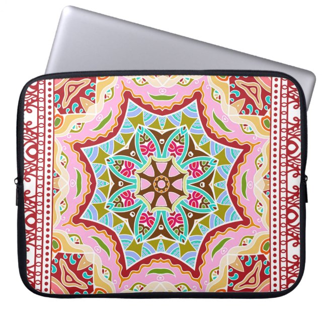 Abstract Tropical Leaves Diverse Pattern Laptop Sleeve (Front)