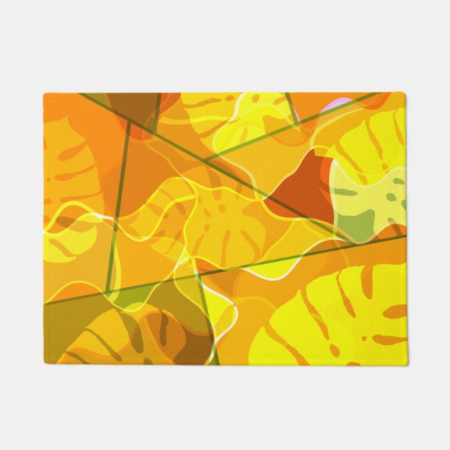 ABSTRACT TROPICAL LEAVES  DOORMAT (Front)