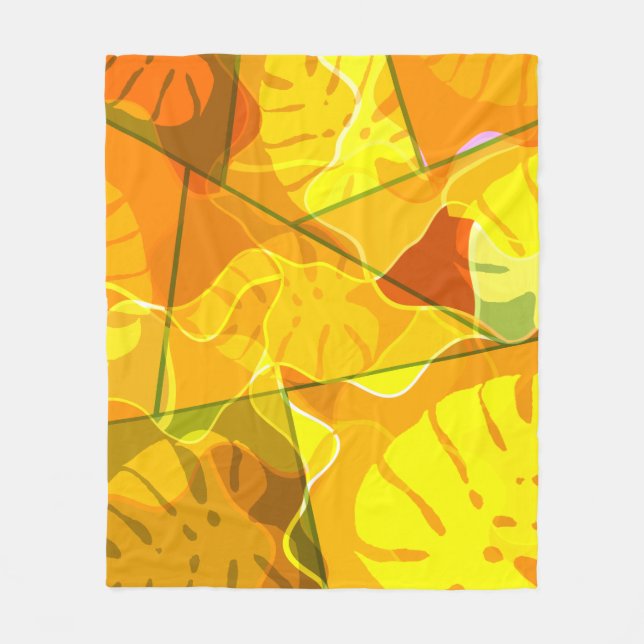 ABSTRACT TROPICAL LEAVES  FLEECE BLANKET (Front)