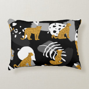 Abstract Tropical Leaves Leopard Pattern Decorative Cushion