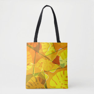 ABSTRACT TROPICAL LEAVES TOTE BAG