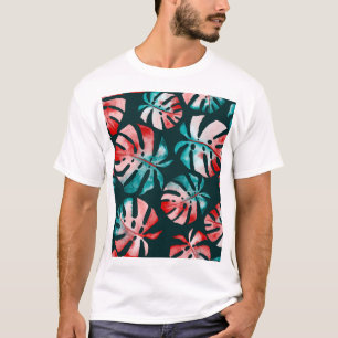 Abstract Tropical Leaves, Watercolor Bright. T-Shirt