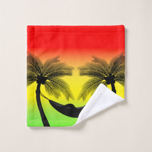 Abstract Tropical Life Hammock Silhouette Bath Towel Set