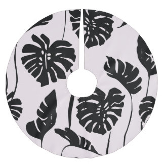 Abstract Tropical Monstera Palm Art Brushed Polyester Tree Skirt
