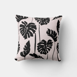 Abstract Tropical Monstera Palm Art Cushion