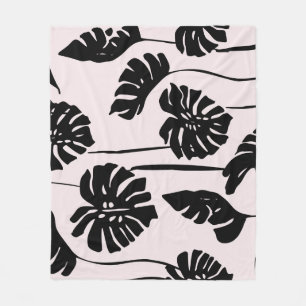 Abstract Tropical Monstera Palm Art Fleece Blanket