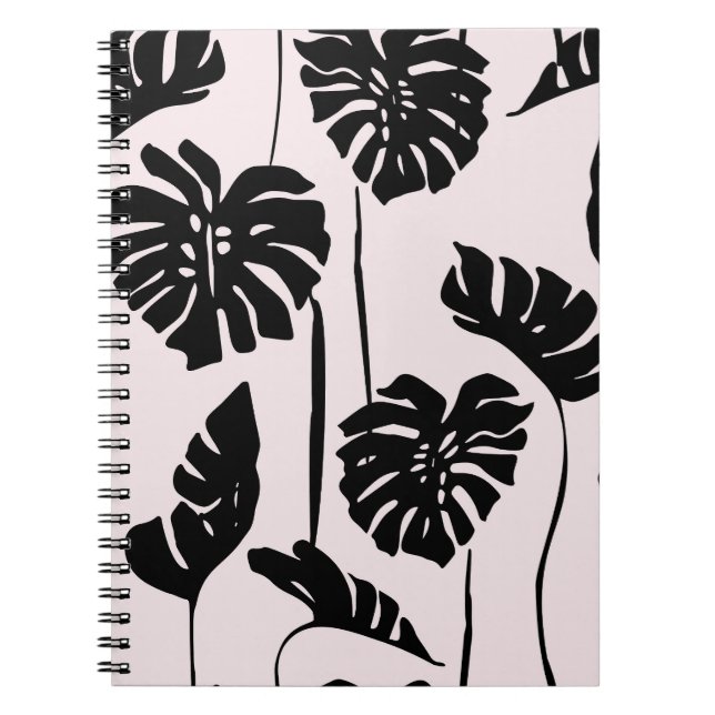 Abstract Tropical Monstera Palm Art Notebook (Front)