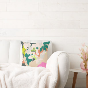 Abstract Tropical Orchids Modern Home Decor Cushion