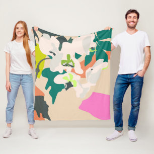 Abstract Tropical Orchids Modern Home  Fleece Blanket