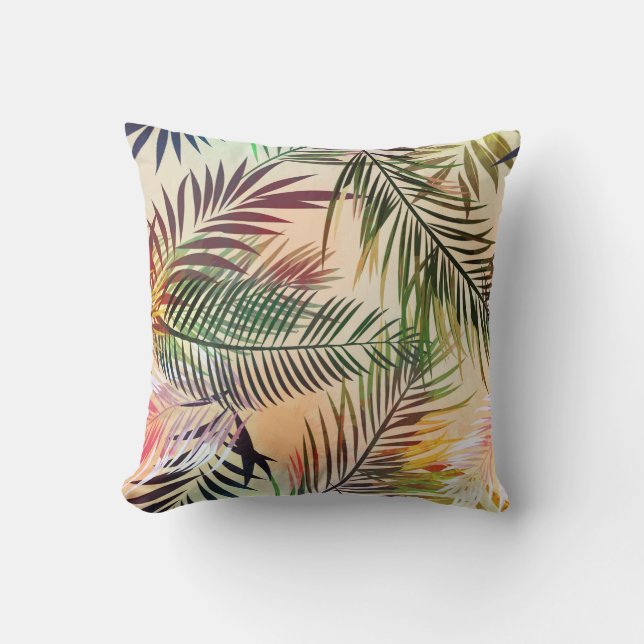 Abstract tropical plants pattern. Vintage illustra Cushion (Front)