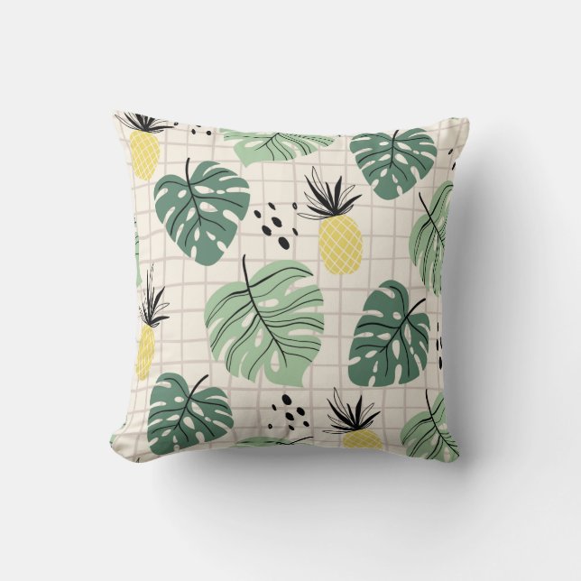 Abstract tropical seamless pattern with palm leaf  cushion (Front)