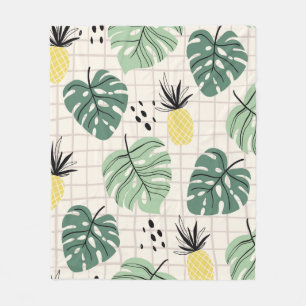 Abstract tropical seamless pattern with palm leaf fleece blanket
