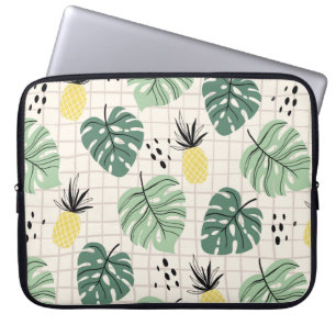 Abstract tropical seamless pattern with palm leaf laptop sleeve